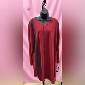 Red Long Sleeve Tunic Dress Moyuru International